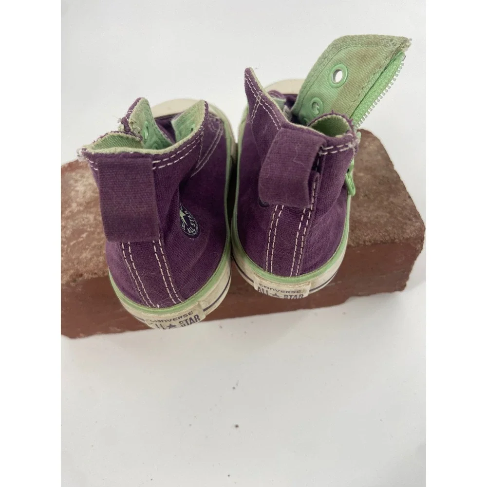 Kids Converse All Star High Top Sneakers Purple Green Zip Closure Toddler Size 6